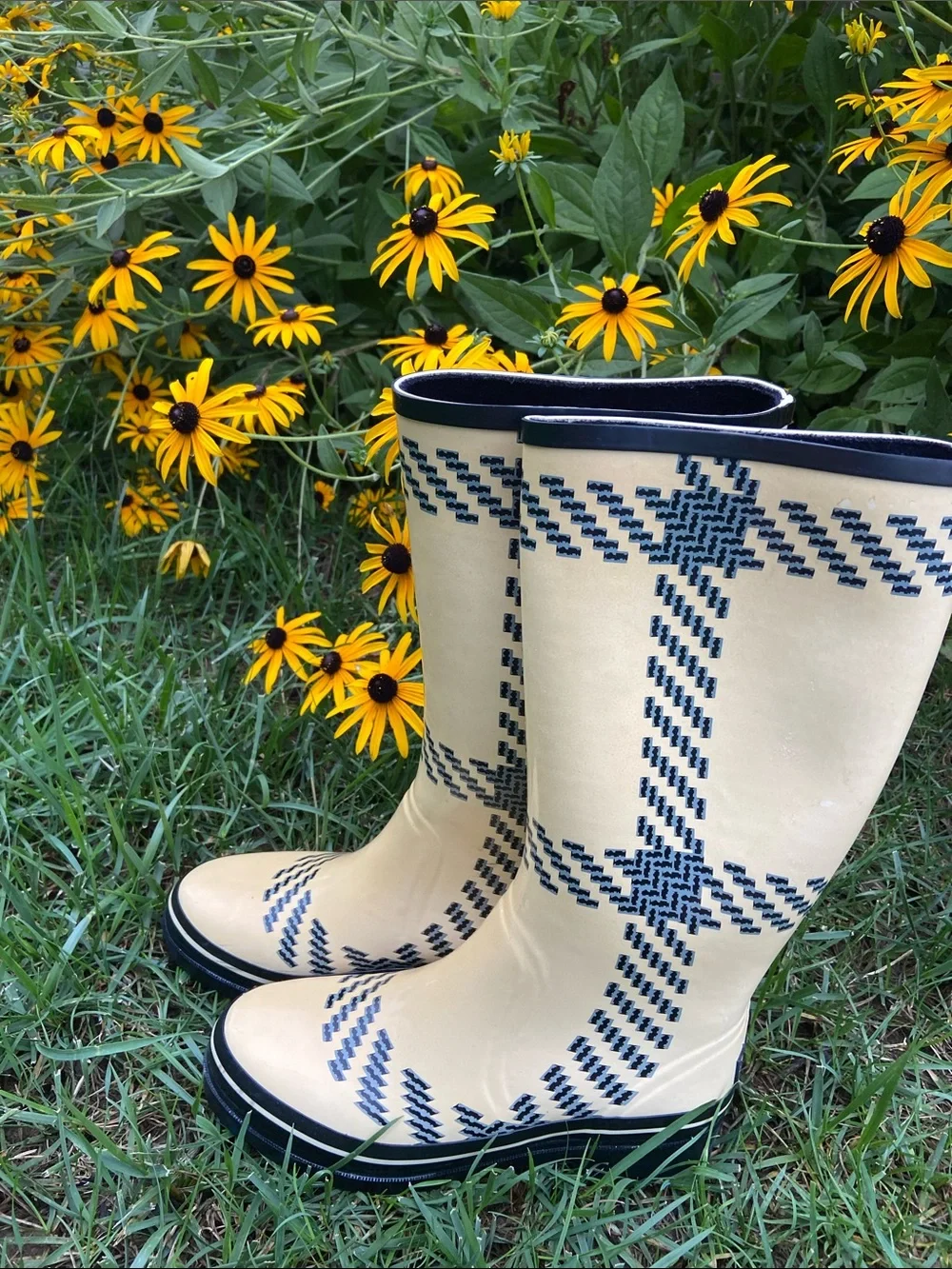 kate spade Yellow Chevron-Accent Tall Rain Boots